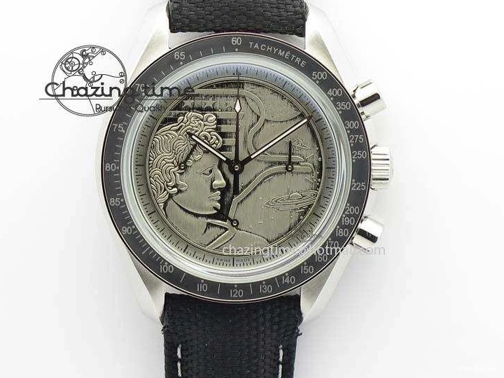 0701 Speedmaster JHF SS ‘Work on the Moon’ Gray Dial On Black Nylon Strap WaterResistant 8207